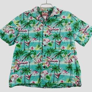 Men's RJC Pink‎ Flamingo 100% Cotton Short Sleeve Made in Hawaii Large 0091